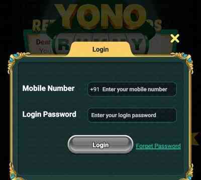 Yono Rummy Login Screen